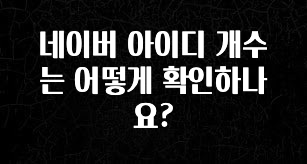 정성을 다하는 네이버 아이디 개수는 어떻게 확인하나요? 요약본만 확인해보세요