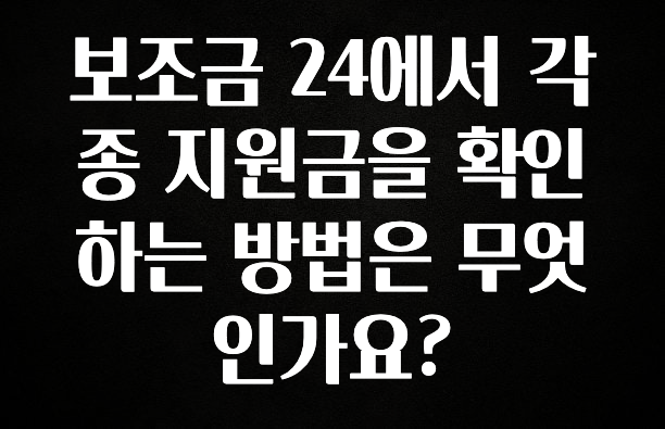 꼭 써야하는 보조금 24에서 각종 지원금을 확인하는 방법은 무엇인가요? 관심이 뜨거운 이유 입니다