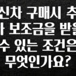 베스트 신차 구매시 추가 보조금을 받을 수 있는 조건은 무엇인가요? 아주 좋은 정보입니다