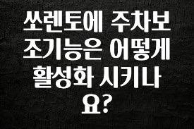 간단뉴스 쏘렌토에 주차보조기능은 어떻게 활성화 시키나요? 후회하지 않습니다