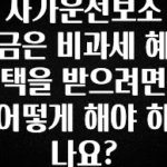 최저가로 모시는 자가운전보조금은 비과세 혜택을 받으려면 어떻게 해야 하나요? 놓치지마세요