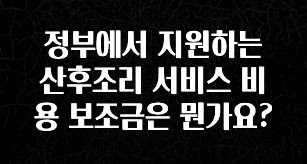 시간이 없다? 정부에서 지원하는 산후조리 서비스 비용 보조금은 뭔가요? 기억하세요
