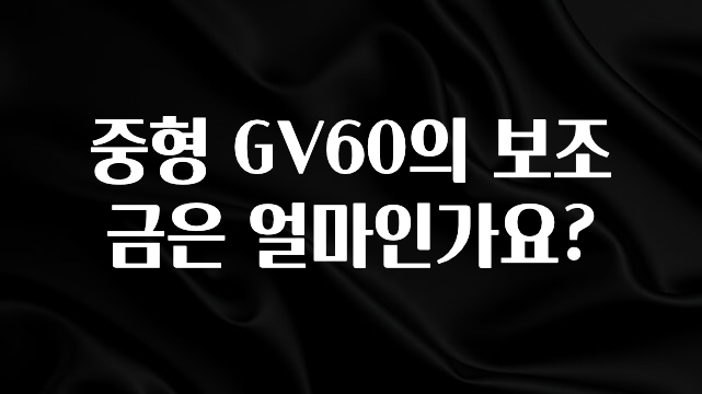 (2025 업데이트) 중형 GV60의 보조금은 얼마인가요? 아쉬움이 없습니다