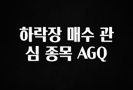 혹시 찾고계셨나요? 하락장 매수 관심 종목 AGQ 확인 부탁드립니다