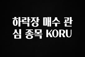 주목 하락장 매수 관심 종목 KORU 요약정리