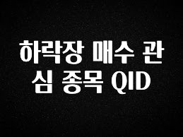 정성을 담은 하락장 매수 관심 종목 QID 실시간 리뷰입니다
