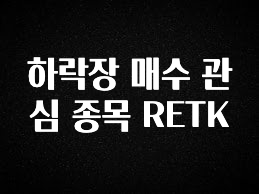 안보면 손해인 이유? 하락장 매수 관심 종목 RETK 한 번에 알려드립니다