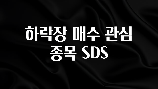 “후기” 꼭보세요 하락장 매수 관심 종목 SDS 요약정리