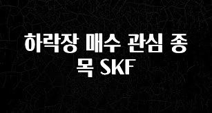 간편확인 하락장 매수 관심 종목 SKF 좋은 정보