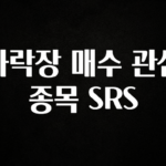 놓치지말고 하락장 매수 관심 종목 SRS 핫한 정보입니다