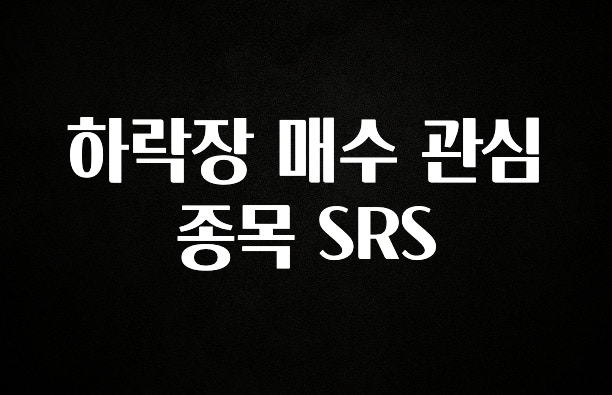 놓치지말고 하락장 매수 관심 종목 SRS 핫한 정보입니다