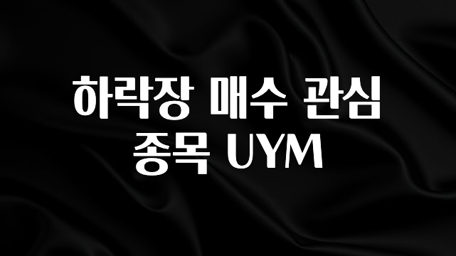 인스타 정보 하락장 매수 관심 종목 UYM 30초면 확인 가능합니다