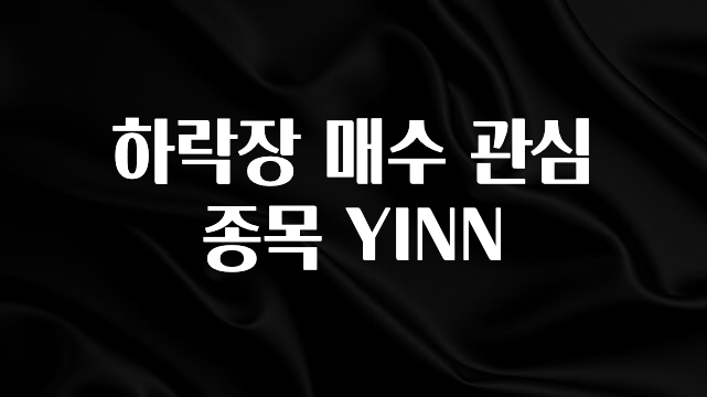 좋은 정보 하락장 매수 관심 종목 YINN 한 번에 알려드립니다